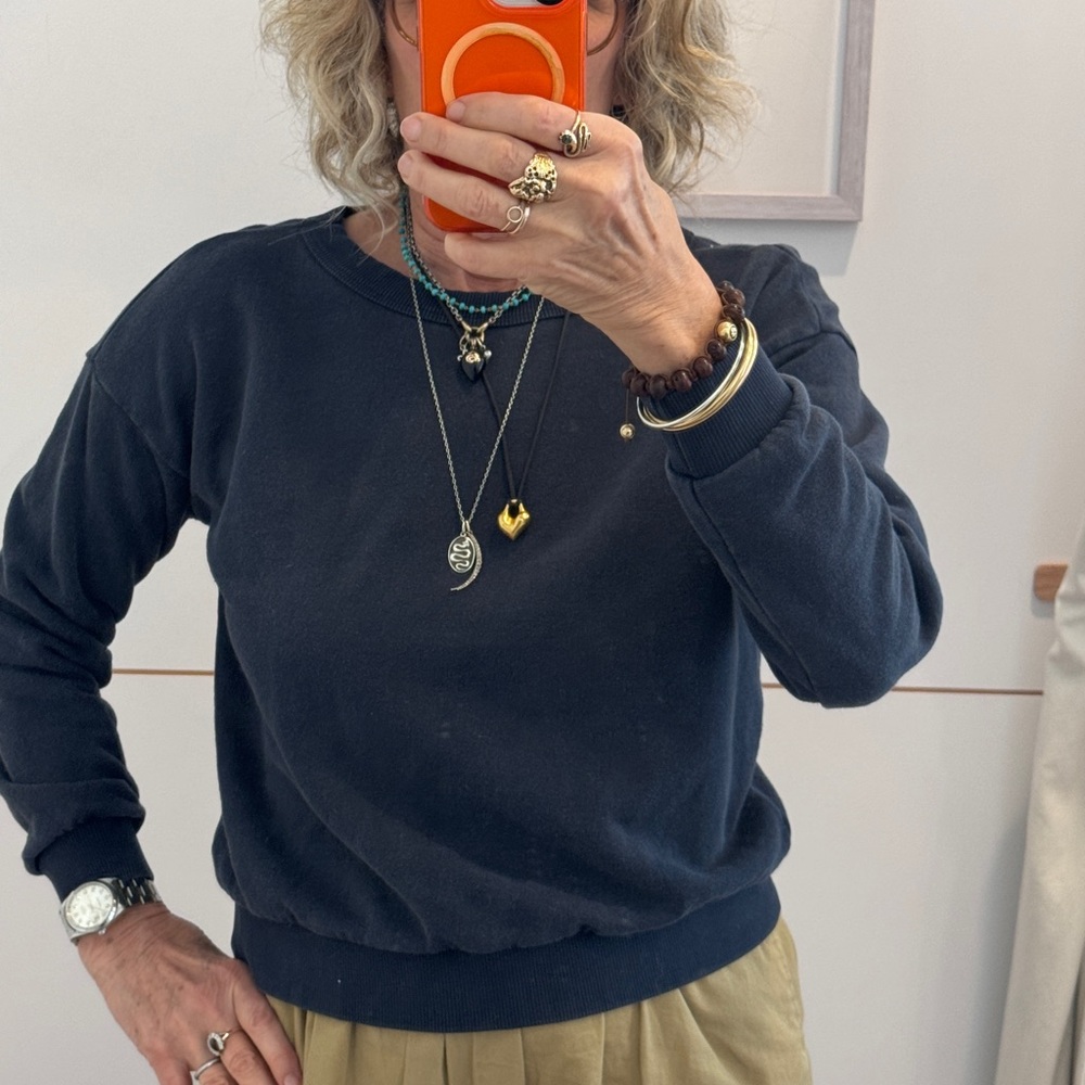 Jungmaven Crux Cropped Sweatshirt Navy Small